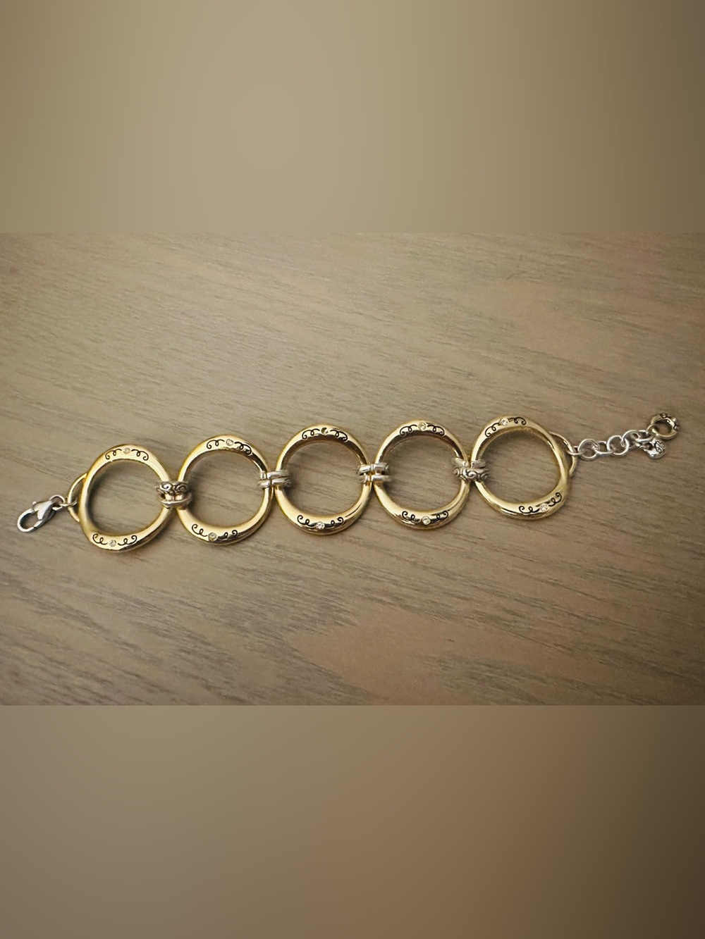 Brighton Silver & Gold Large Circular Link Bracelet - Picture 4 of 5